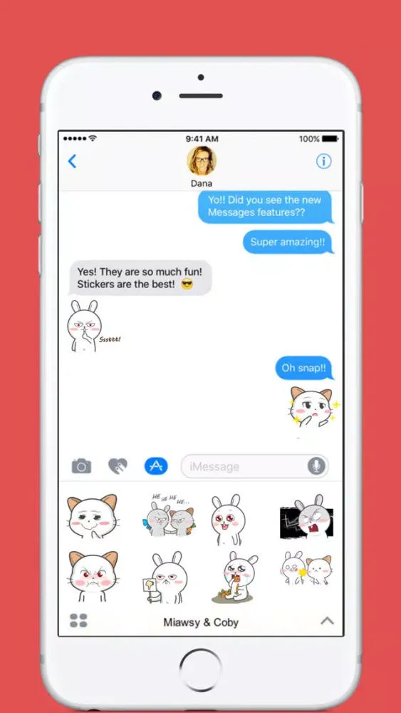 Captures d'écran de Miawsy & Coby stickers by DeLo for iMessage