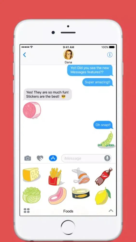 Скриншоты Foods stickers by mikhail for iMessage