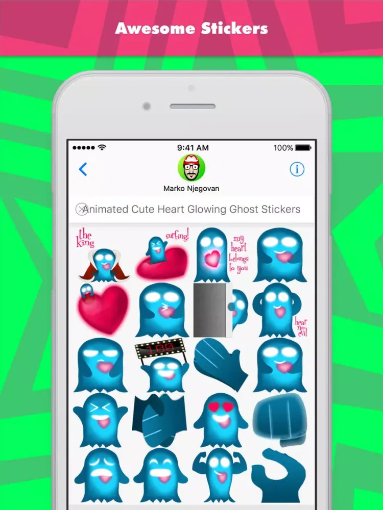 Animated Cute Heart Glowing Ghost stickers iPad  Ekran Görüntüleri