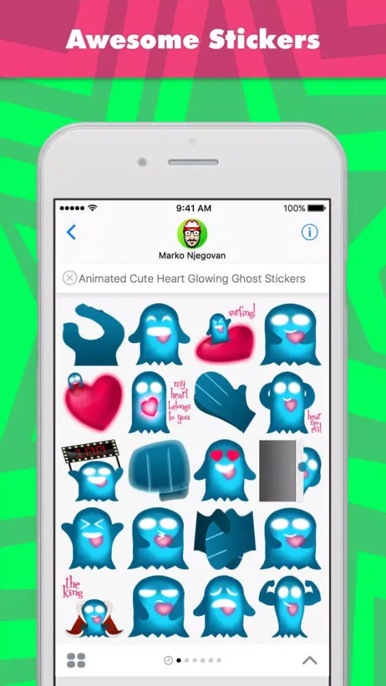 Animated Cute Heart Glowing Ghost stickers Ekran Görüntüleri