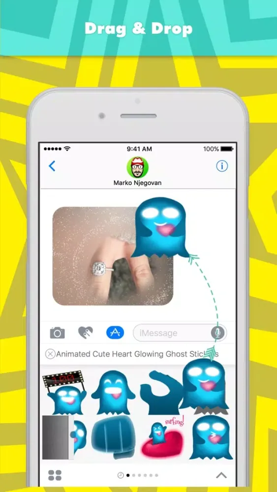 Animated Cute Heart Glowing Ghost stickers Ekran Görüntüleri