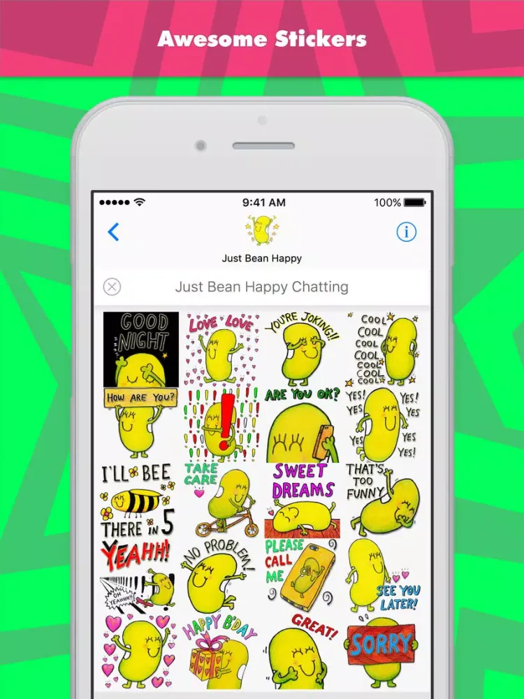 Capturas de pantalla de Just Bean Happy Chatting stickers for iMessage iPad 