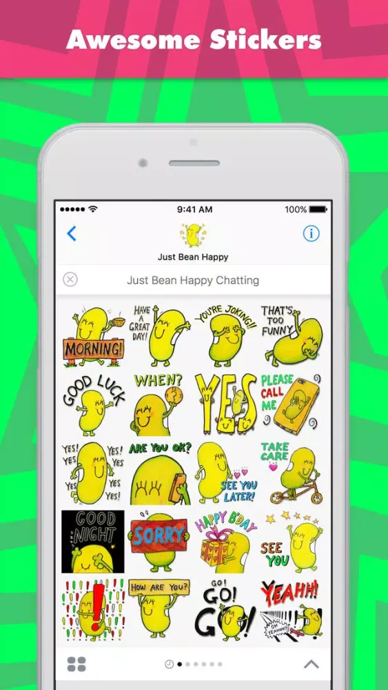Capturas de pantalla de Just Bean Happy Chatting stickers for iMessage