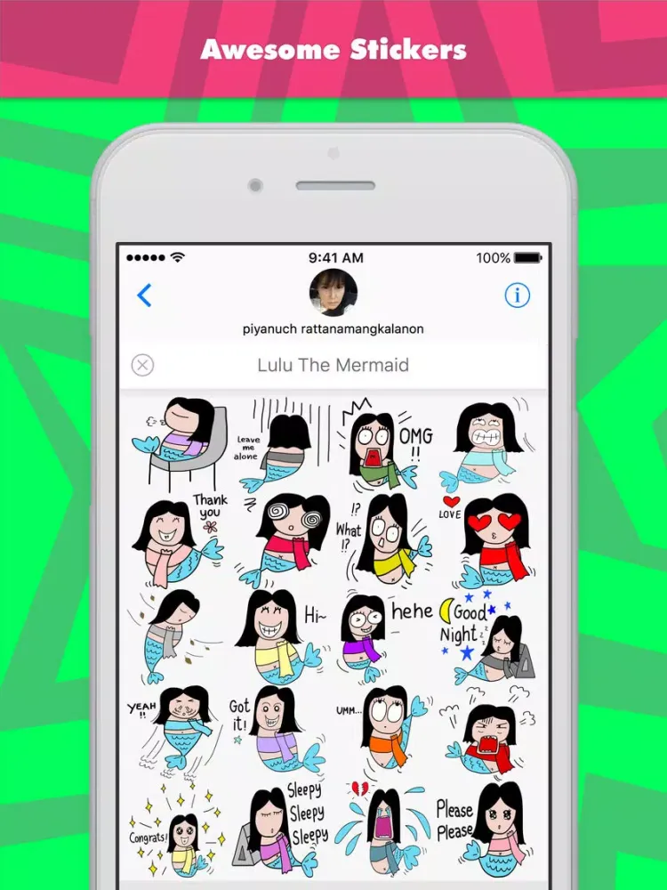 Lulu The Mermaid stickers for iMessage iPad  スクリーンショット