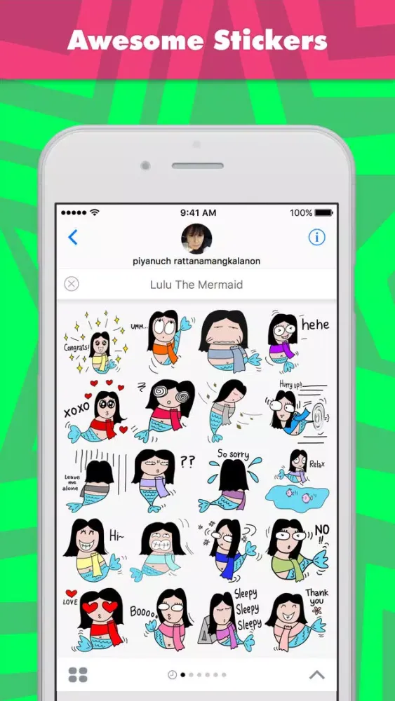 Lulu The Mermaid stickers for iMessage スクリーンショット