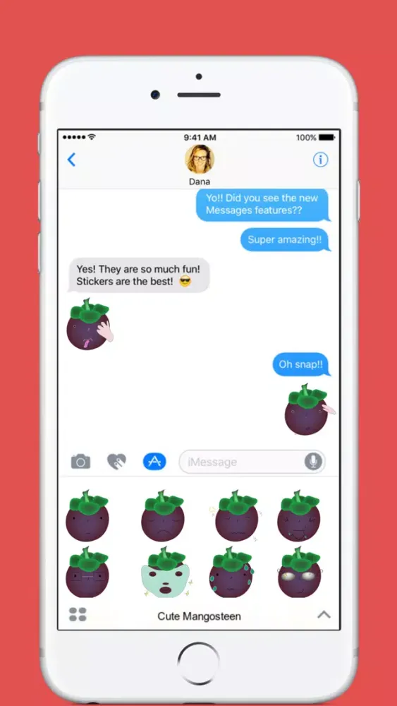 صور Cute Mangosteen stickers by Hang for iMessage