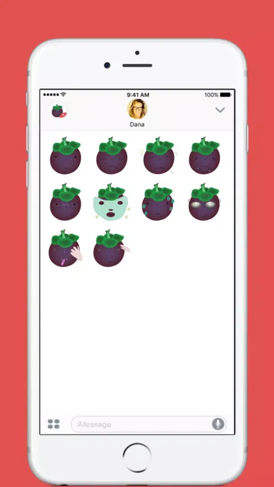 صور Cute Mangosteen stickers by Hang for iMessage