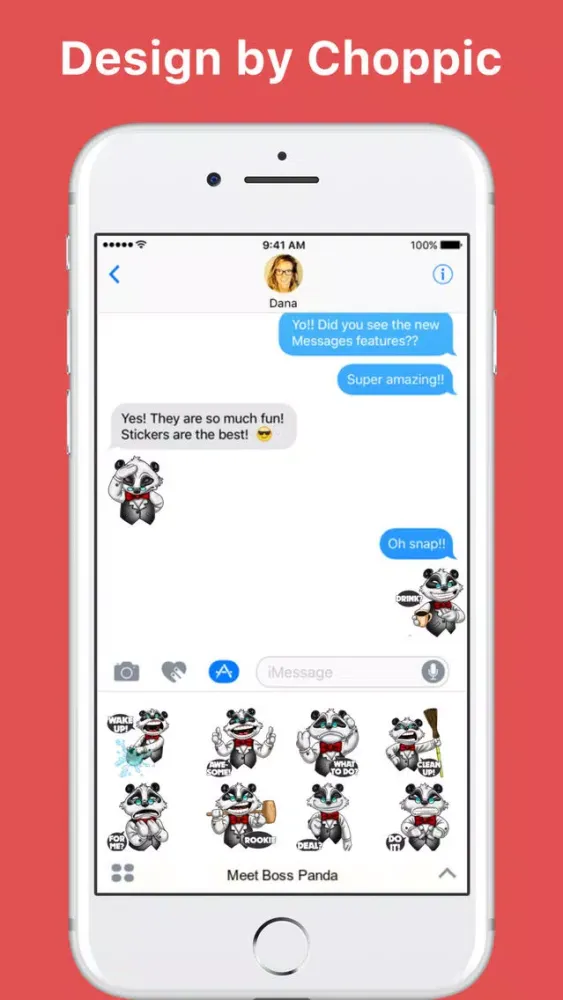 Скриншоты Meet Boss Panda stickers by Choppic