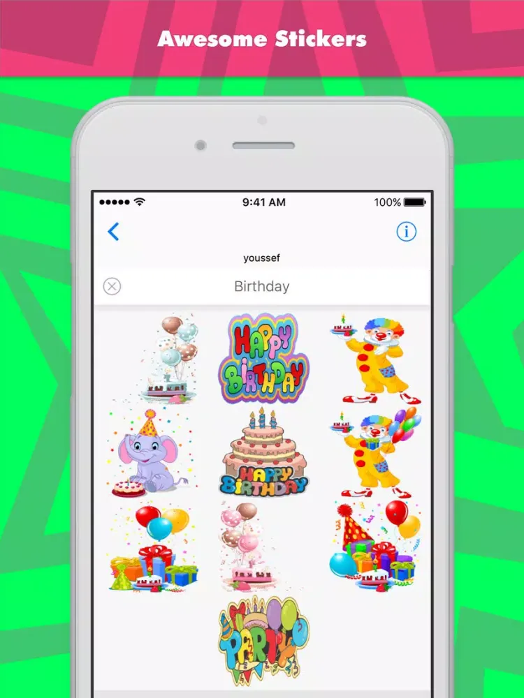 Birthday stickers by youssefyou iPad Screenshots
