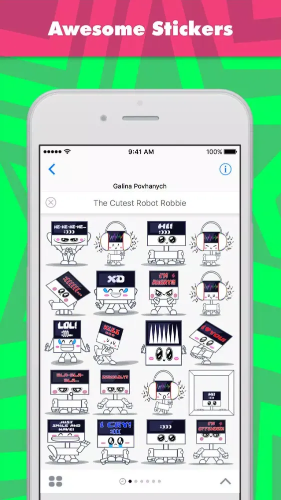 ภาพหน้าจอของ The Cutest Robot Robbie stickers for iMessage
