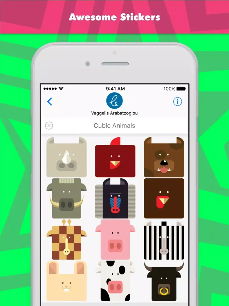 تصاویر Cubic Animals stickers by Carterson iPad 