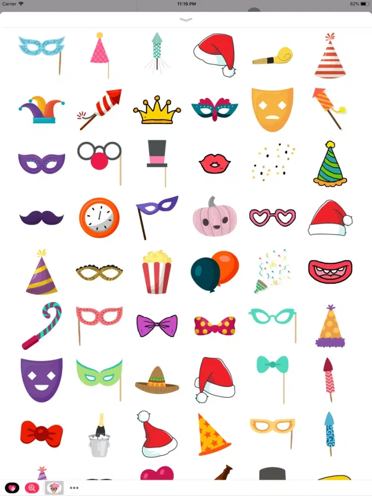 100+ Party Masks Hats Stickers iPad 应用截图