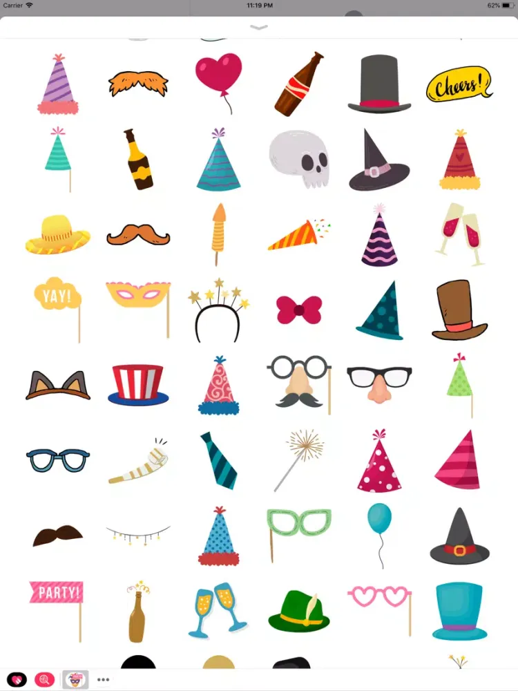 100+ Party Masks Hats Stickers iPad 应用截图