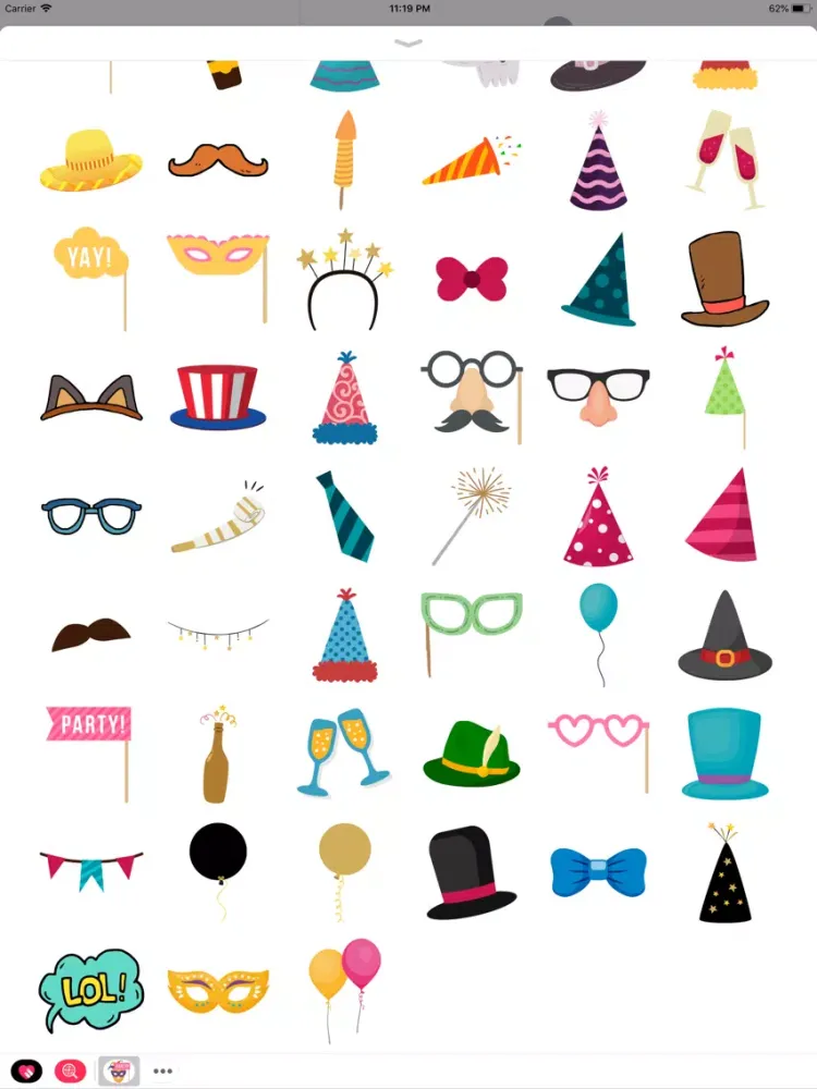 100+ Party Masks Hats Stickers iPad 应用截图