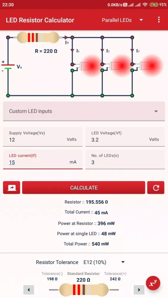 Capturas de pantalla de LED Resistor Calculator
