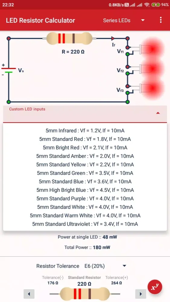 Capturas de pantalla de LED Resistor Calculator