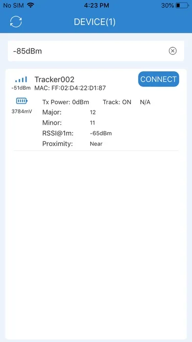 ภาพหน้าจอของ Tracker DFU