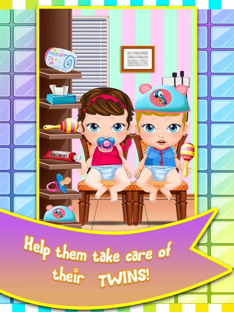Ảnh chụp màn hình của Mommy's Newborn Twins Baby Doctor Care - my new born salon makeover & girl nurse games for kids 2 iPad 