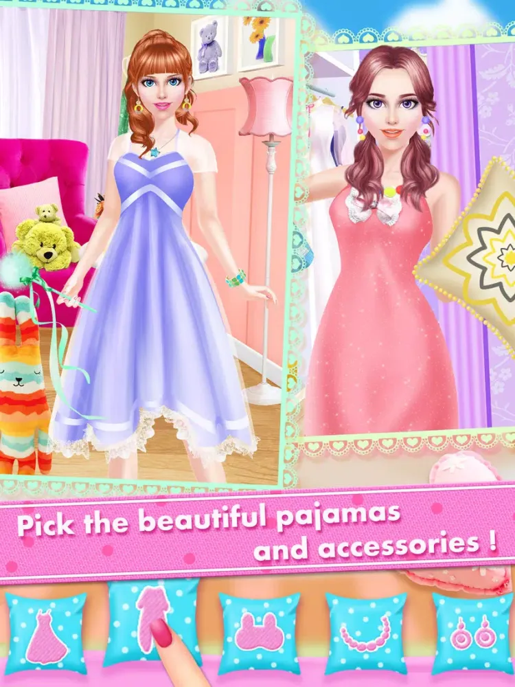High School PJ Party - Girls Sleepover Salon with Summer SPA, Makeup & Makeover Games iPad  Screenshots