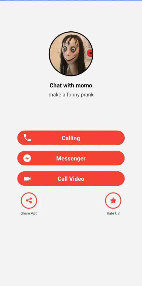 Capturas de pantalla de momo fake video call