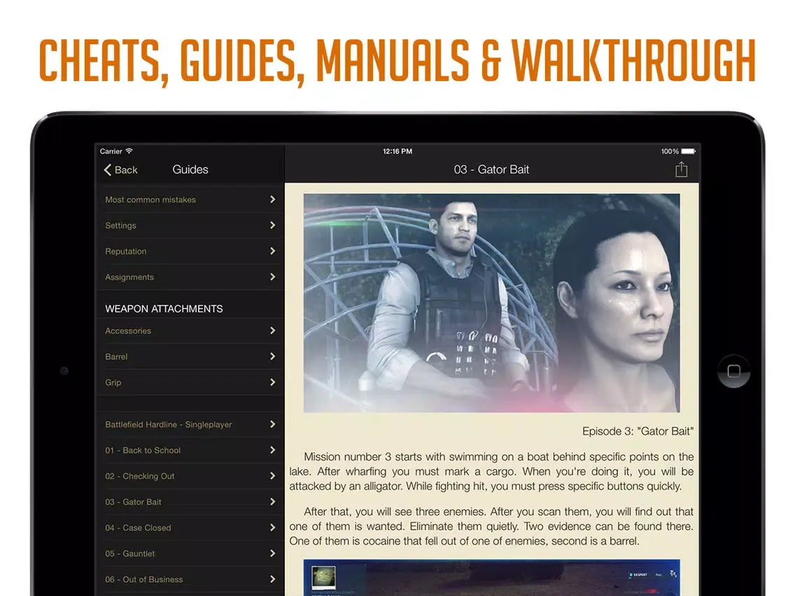 Pocket Wiki for Battlefield Hardline (Lite version) iPad  स्क्रीनशॉट