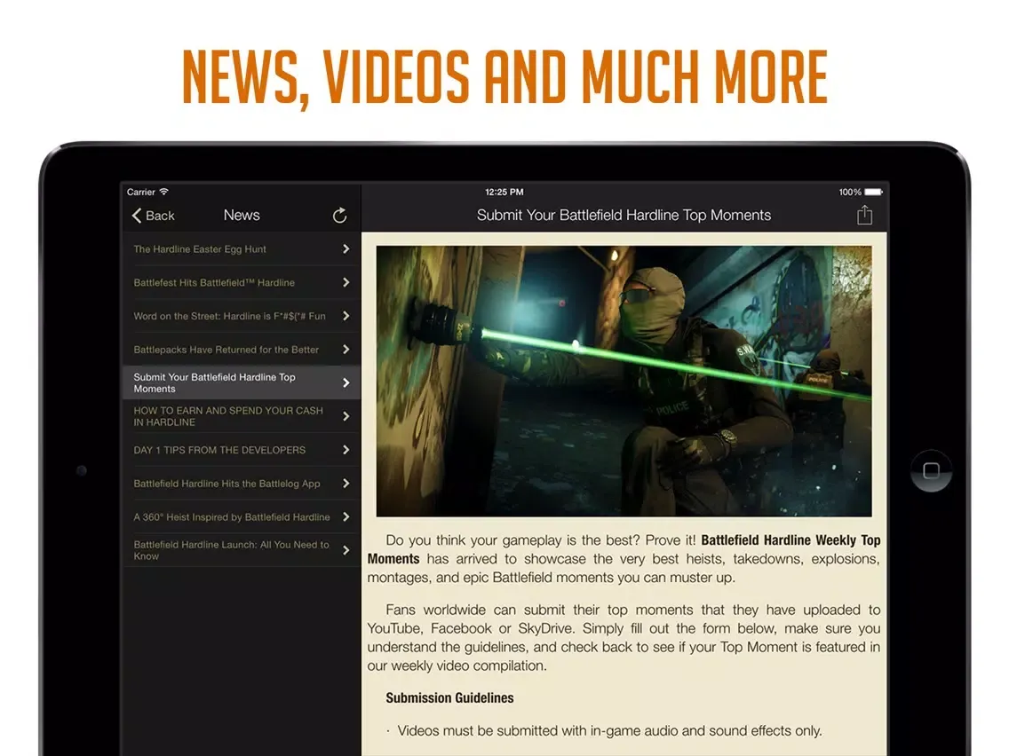 Pocket Wiki for Battlefield Hardline (Lite version) iPad  स्क्रीनशॉट