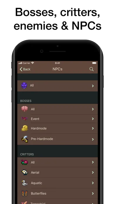 Captures d'écran de Pocket Wiki for Terraria