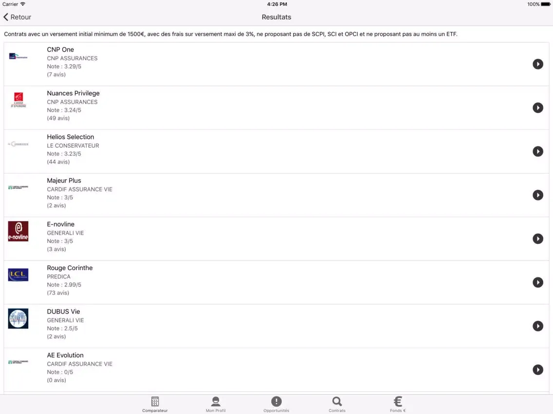 Comparatif Assurance Vie iPad  Screenshots