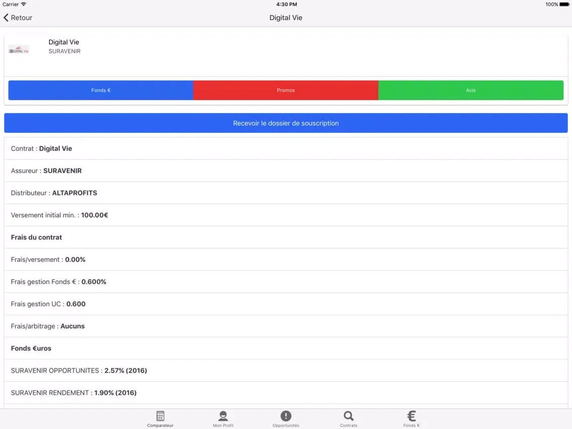 Comparatif Assurance Vie iPad  Screenshots