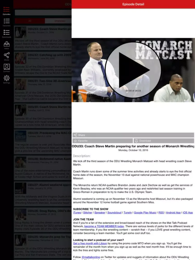 ODU Wrestling Monarch Matcast iPad  स्क्रीनशॉट