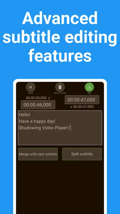 Shadowing Video Player - srt Ekran Görüntüleri