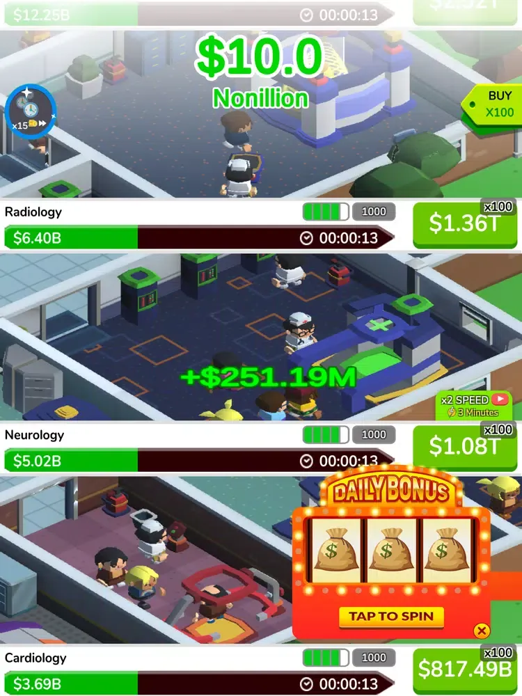 Moneyville Idle Hospital iPad  스크린샷