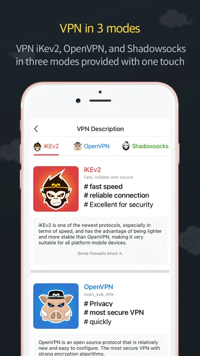 Zrzuty ekranu Monkey VPN