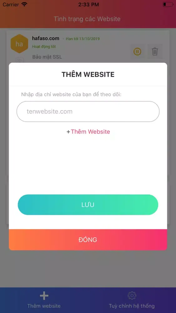 Moninet - Theo dõi website スクリーンショット