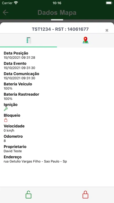 Capturas de tela do Rastreamento GpsOne