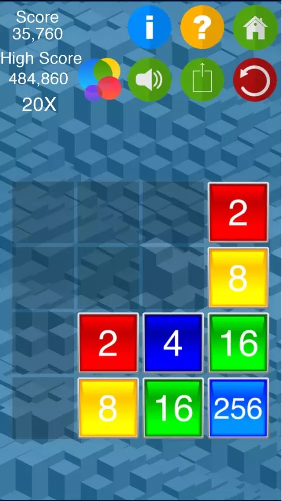 Tangkapan layar 2048 Thema