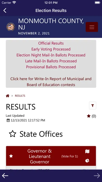 Ảnh chụp màn hình của Monmouth County Votes