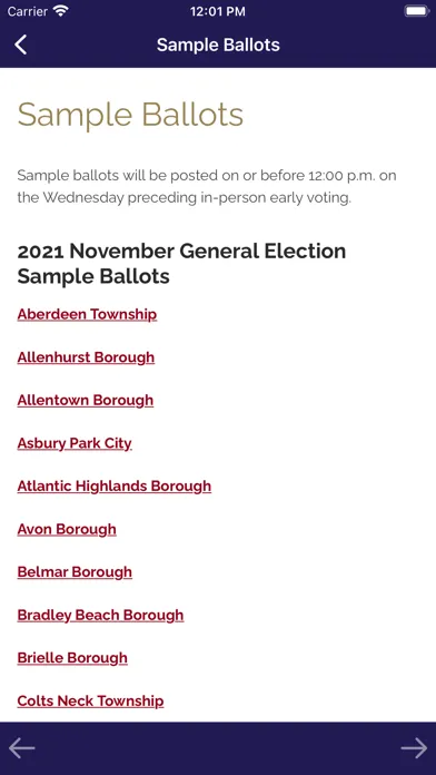 Ảnh chụp màn hình của Monmouth County Votes