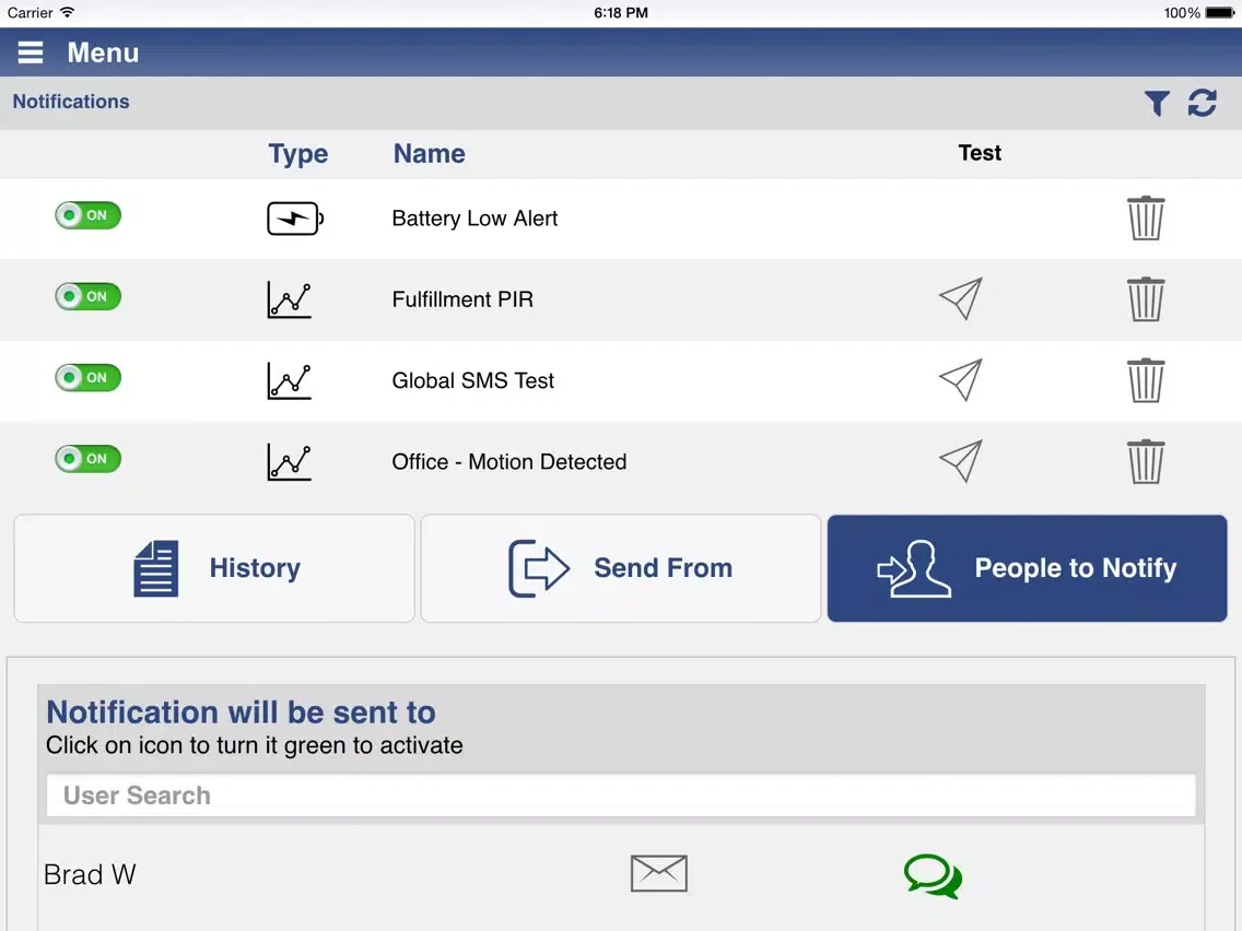 iMonnit Mobile iPad  Ekran Görüntüleri