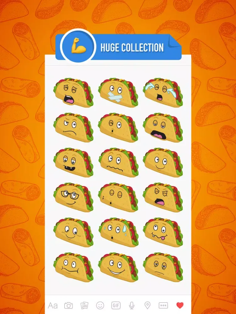 TacoMoji - taco emoji & stickers keyboard app iPad 应用截图