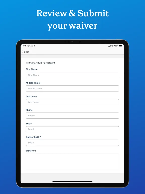 Online Waiver Pro iPad  Ekran Görüntüleri