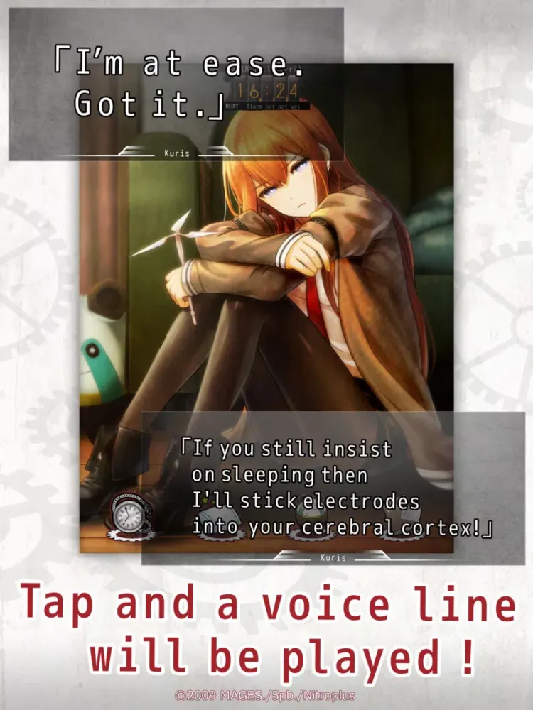 Tangkapan layar Steins;Gate ALARM iPad 
