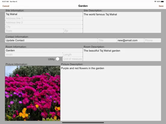 Capturas de tela do Event Sites iPad 