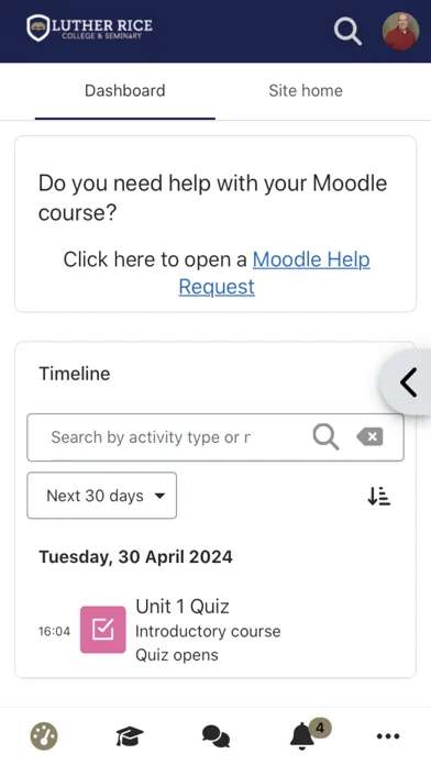 Capturas de tela do Luther Rice Moodle App