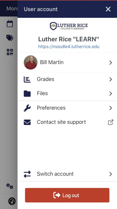Capturas de tela do Luther Rice Moodle App