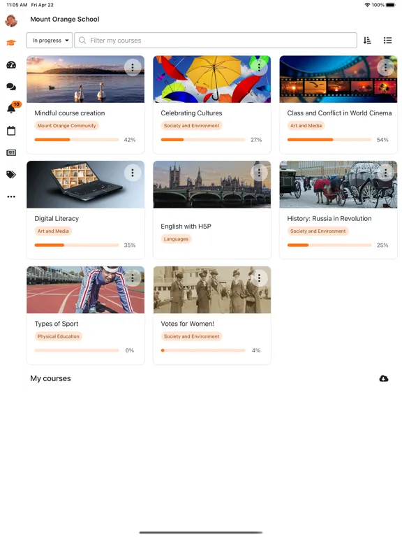 Screenshot di Moodle iPad 