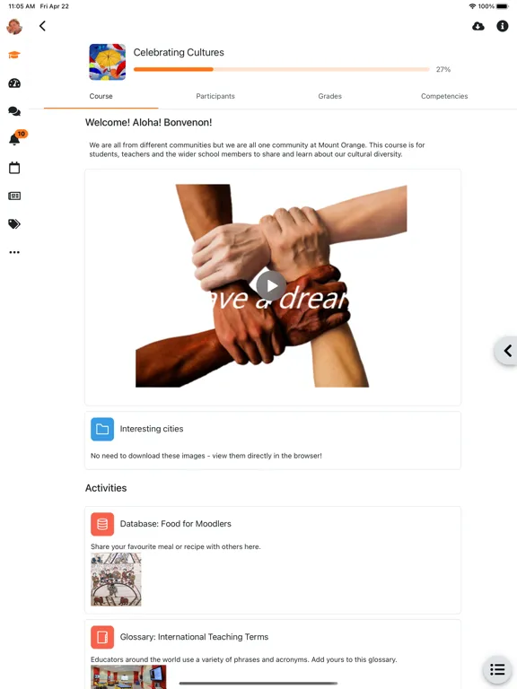 Screenshot di Moodle iPad 