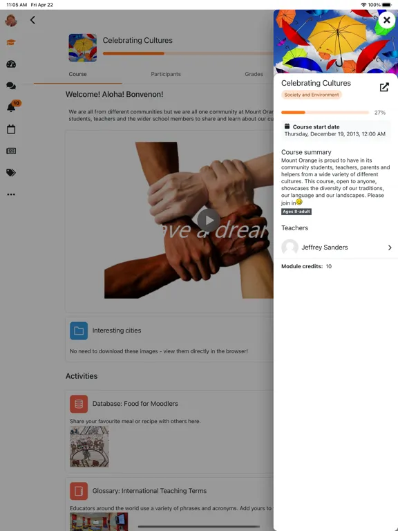 Screenshot di Moodle iPad 