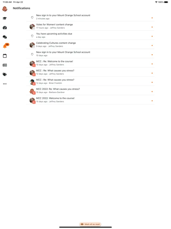 Screenshot di Moodle iPad 