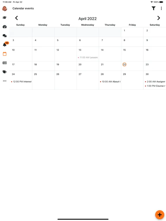 Screenshot di Moodle iPad 